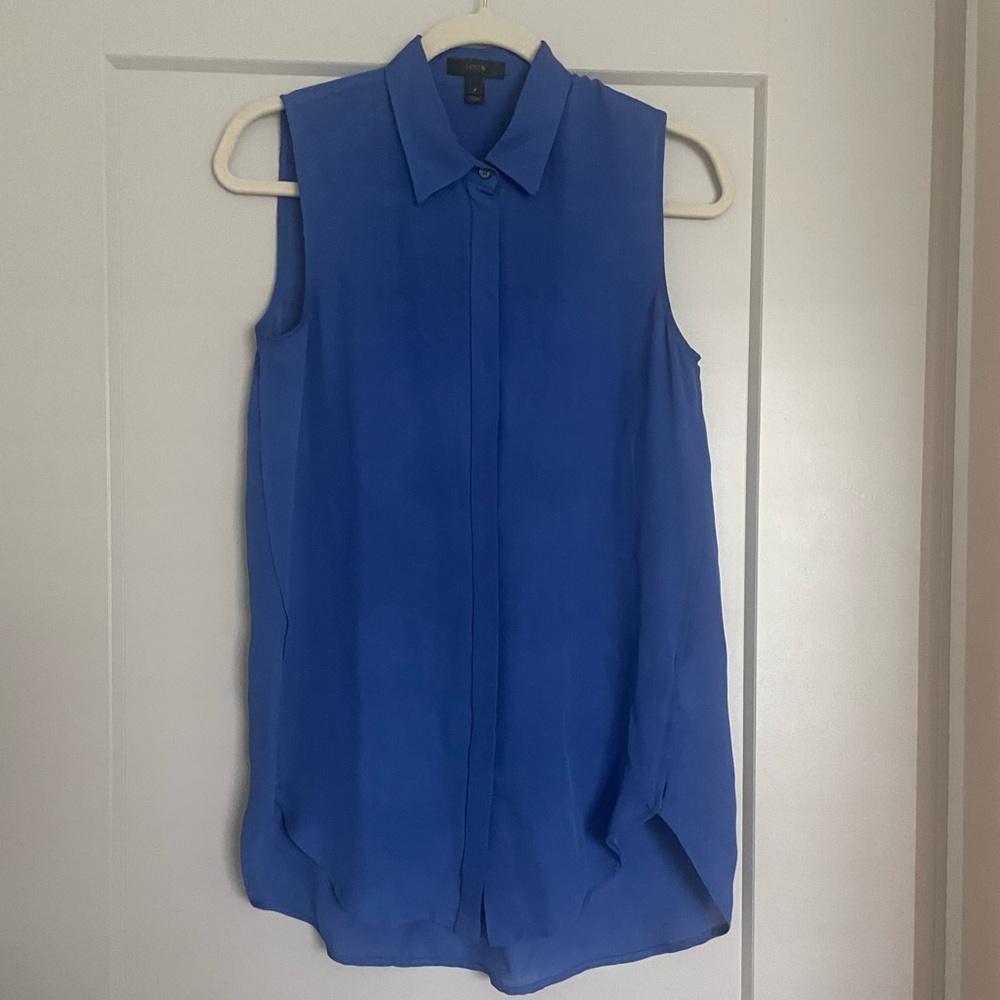 Jcrew silk sleeveless blue blouse size 2